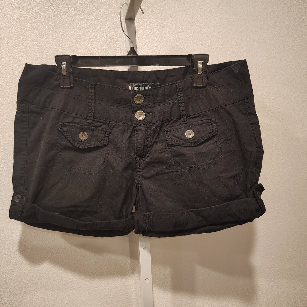 Blue Spice Junior's Black Utility Shorts Size 11 Cotton Cuffed